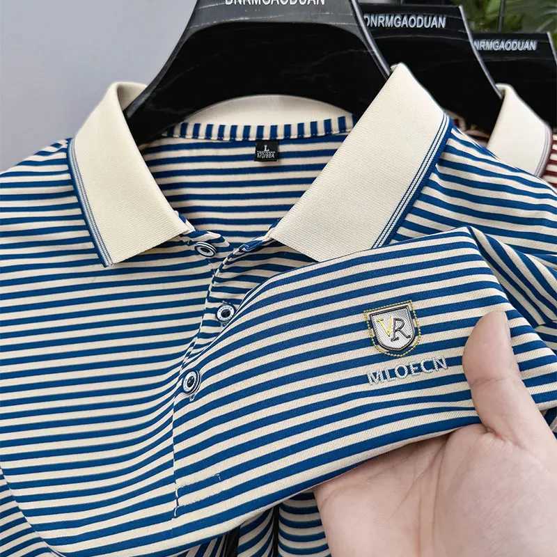 High Quality Breathable Long Sleeve POLO Shirt Mens Autumn Exquisite Brand Badge Stripe Design Top Soft Skin-friendly T-shirt X250620