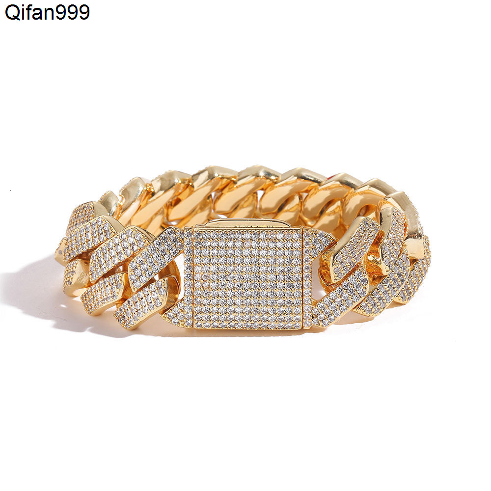 Mens 20mm Chunky Bracelet Hip Hop Iced Out Zircon Copper CZ Cuban Bracelet with Diamond Elegant Pearl for Wedding Jewelry Gift