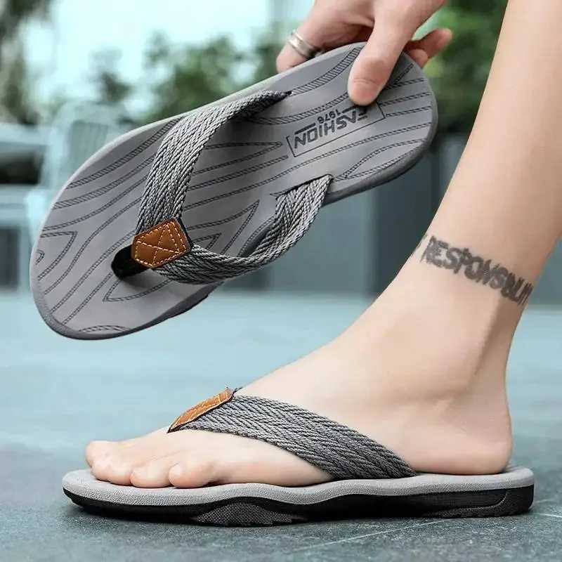 Mens Flip Flops Casual Beach Shoes Large Size Mens Sandals Summer Leisure Anti-Slip Leisure Anti-Slip Z250620