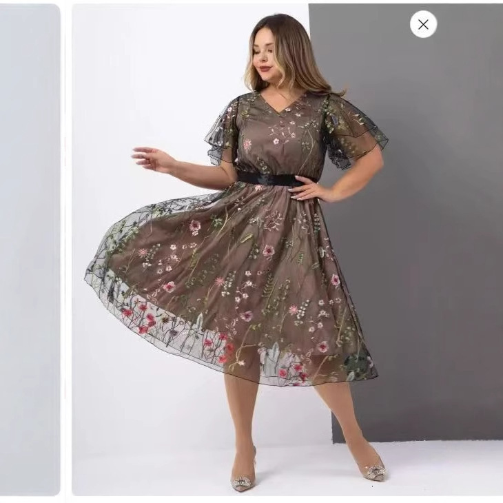 Designer Plus Size Dress2025 European And American Cross-border Amazon Independent Station Printed Plus Size Dress 5583