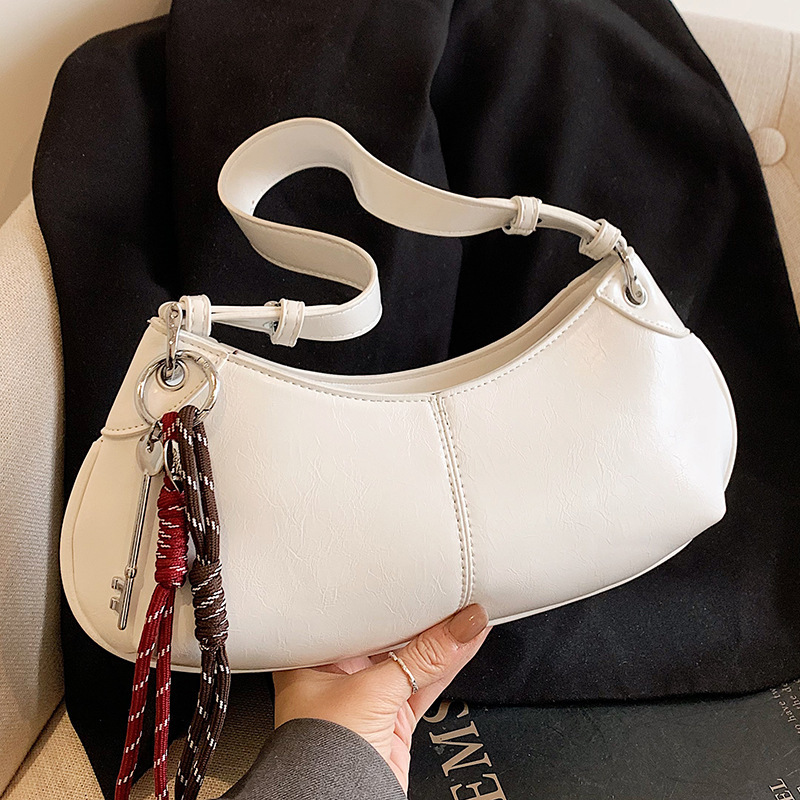 Free shipping designer Trendy New Niche High-Quality Oil Wax Leather Underarm Bag Versatile Fashionable Personality Solid Color Shoulder Bag for Wom