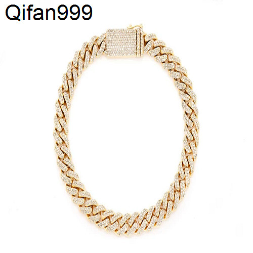Iced Out Miami Cuban Link Chain Bracelet Factory Wholesale Jewelry Solid Gold Mens Chains Male Cuban Chain Hip Hop Link Bracelet