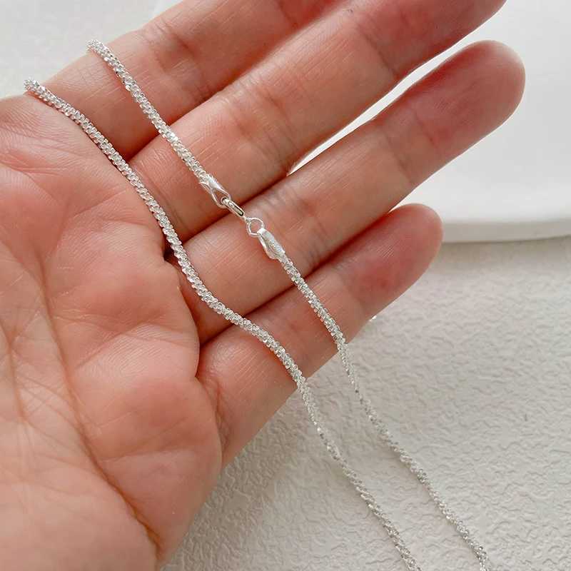 40cm-50cm 1.9mm Pure Real 925 Sterling Silver Bright Silver Color Cauliflower Chain Necklace Women Girl Italy Jewelry Bling Star XJ250620