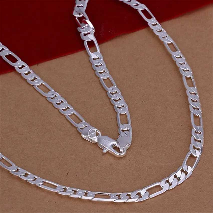 wholesale high quality Mens 6MM flat chain 925 Sterling silver Necklace Fashion Jewelry women men solid wedding gift XJ250620