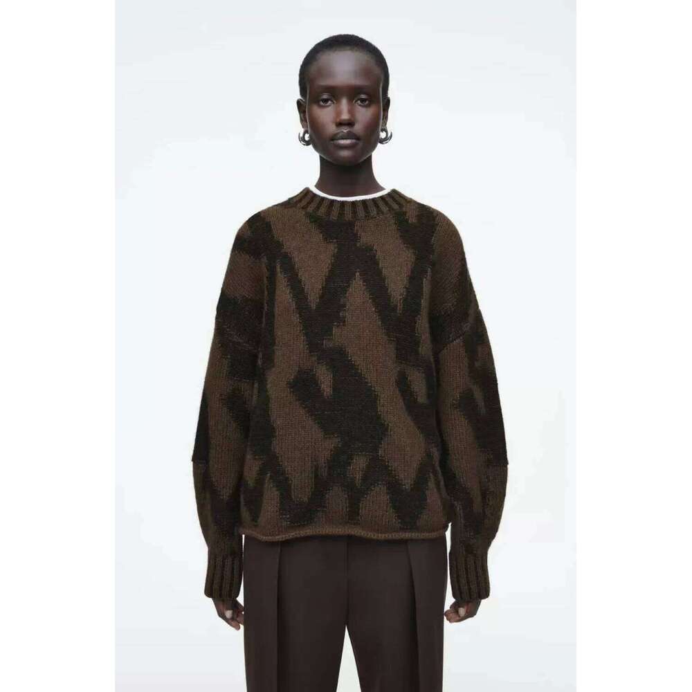 Ethereal MD 2025 cos spring new style of Ladies' casual and fashionable round-neck abstract jacquard pullover knitted sweater