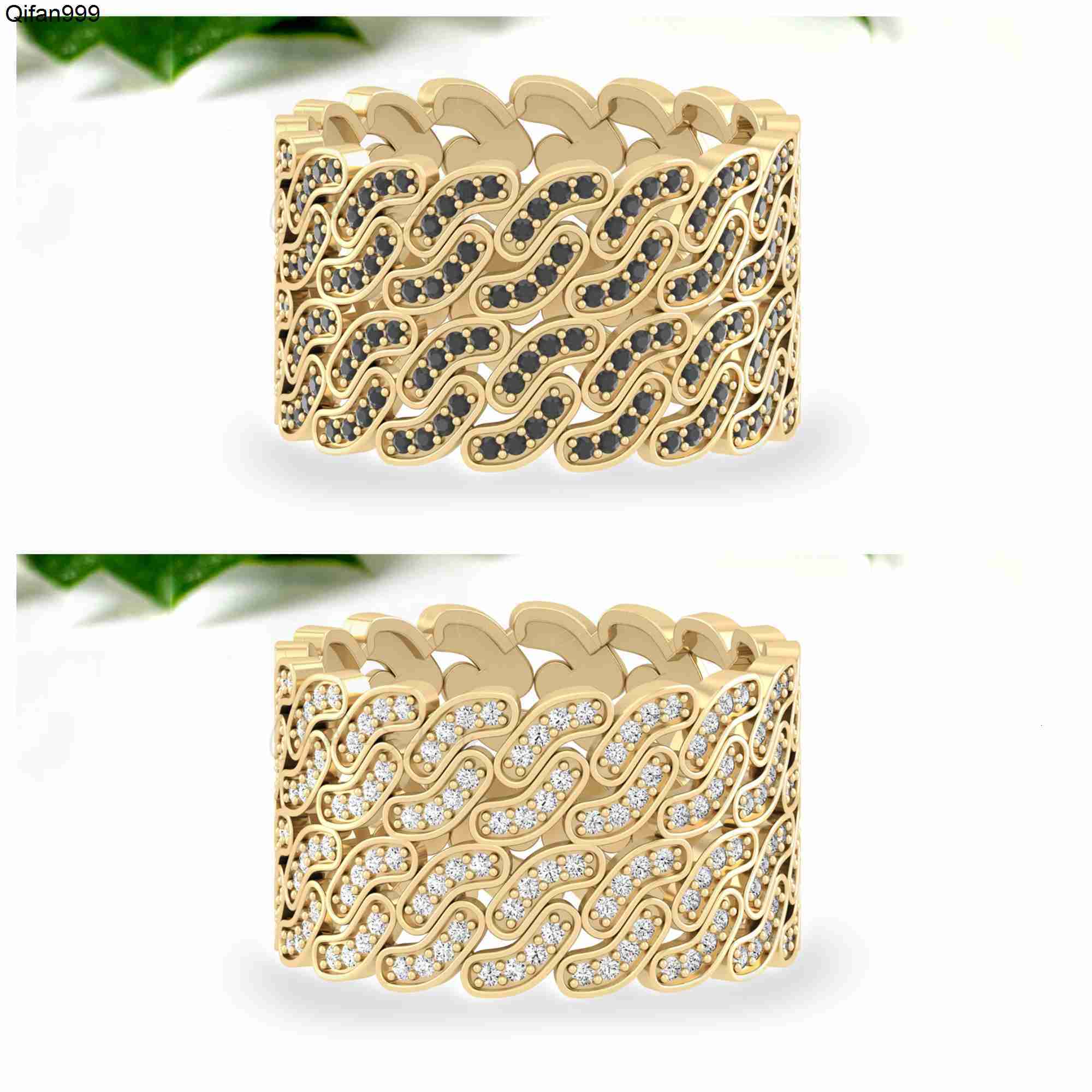 Trendy Top Quality Cuban Link Unique Rings For Her 0.58Ct Black Diamond Cluster Ring 14k Real Gold Jewelry Wholesale Bulk Buying