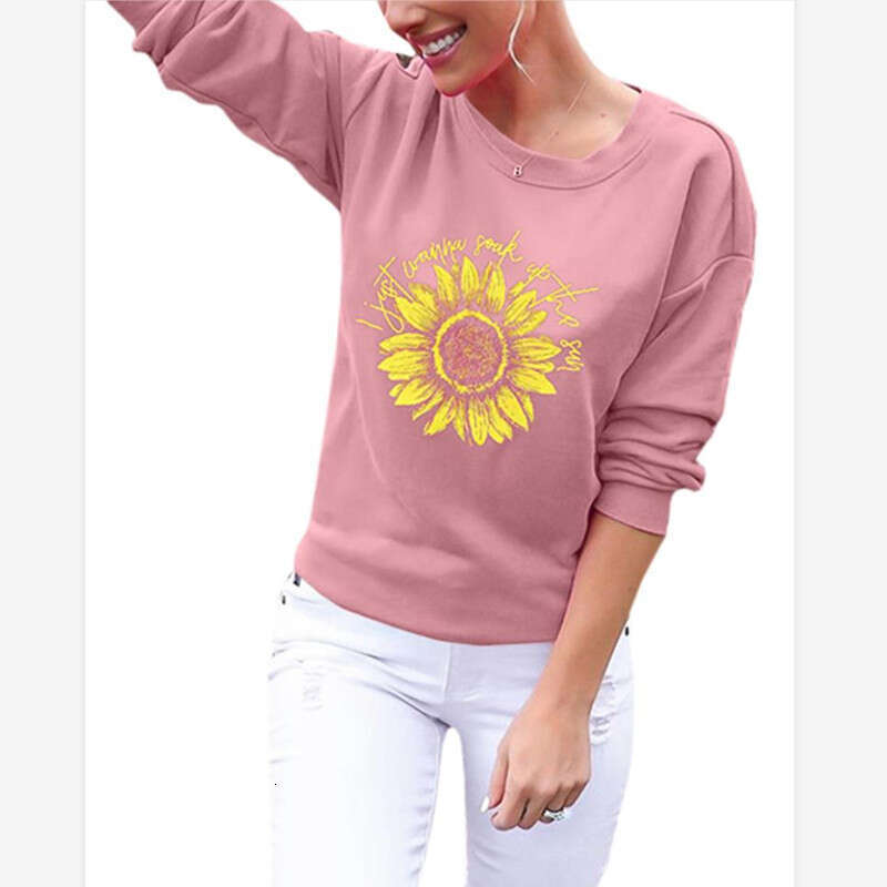 2020 Autumn New Women's Round Neck Loose Sunflower Sweatshirt B5