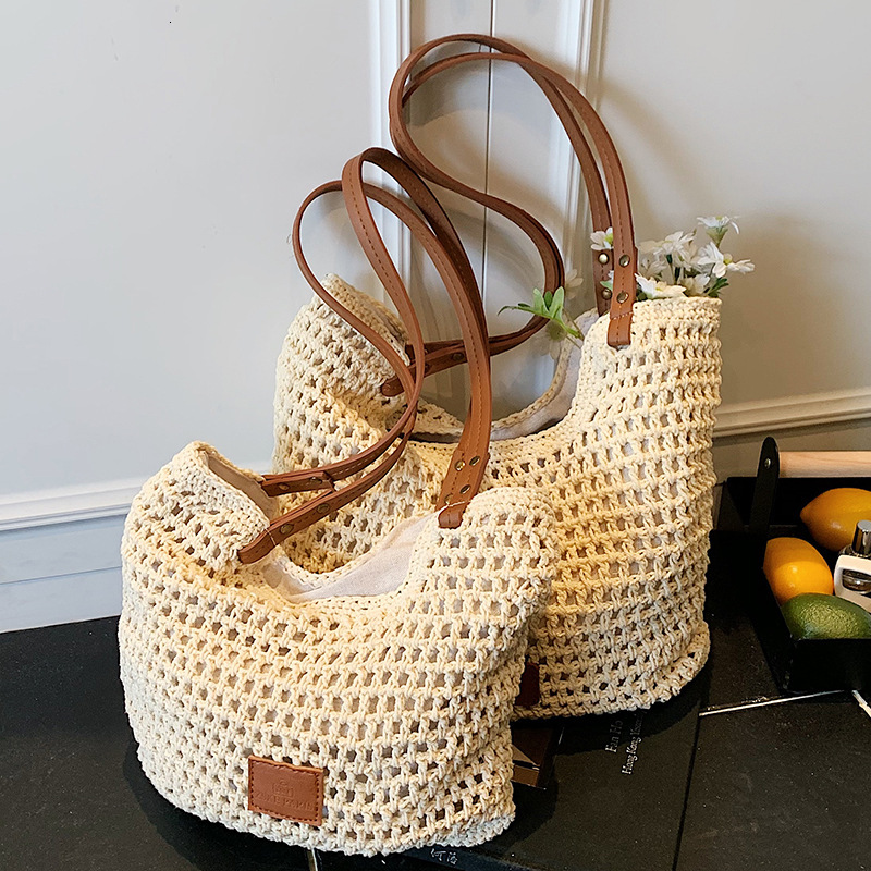 Free shipping designer Woven Bag Large Capacity Tote Bag Women Bag 2025 Trendy Fashion Casual Beach Vacation Shoulder Bag