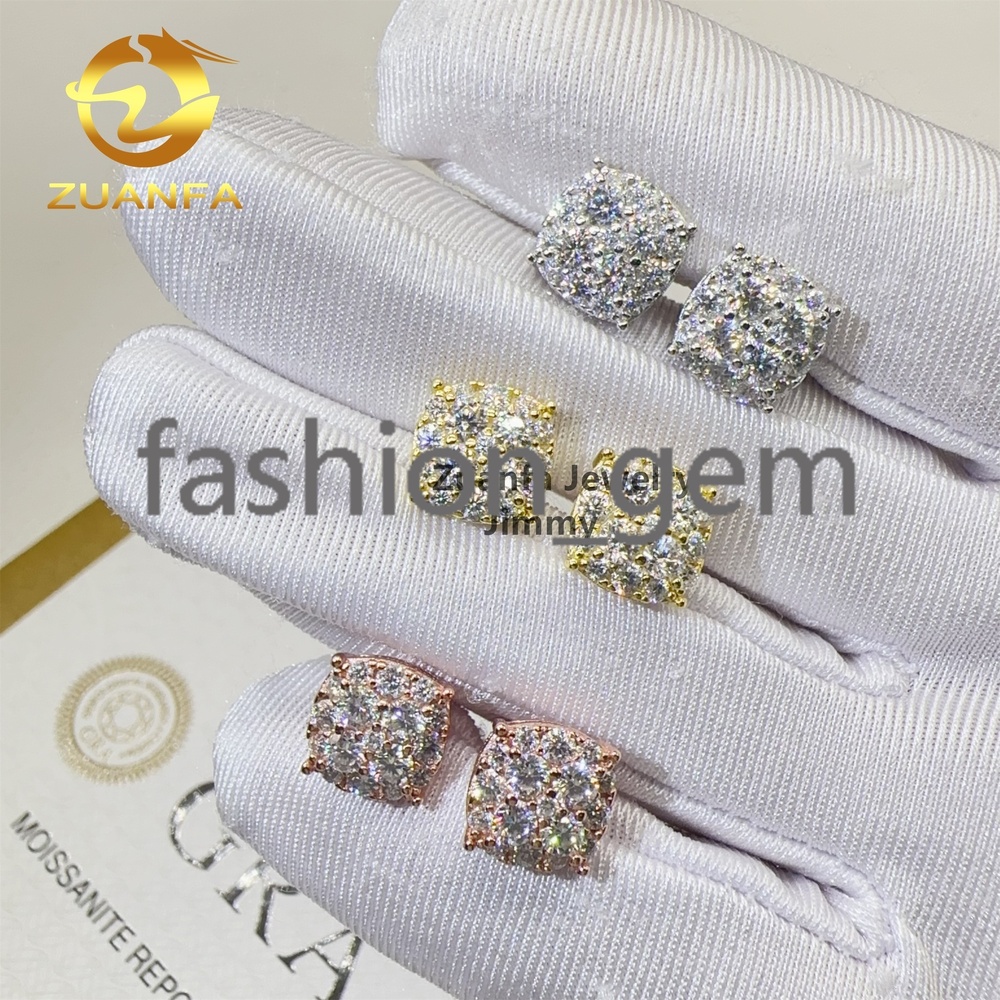 Fashion Earrings Jewelry Pass Diamond Tester Iced Out 925 Silver Flawless Moissanite Diamond Hip Hop Stud Earrings Man