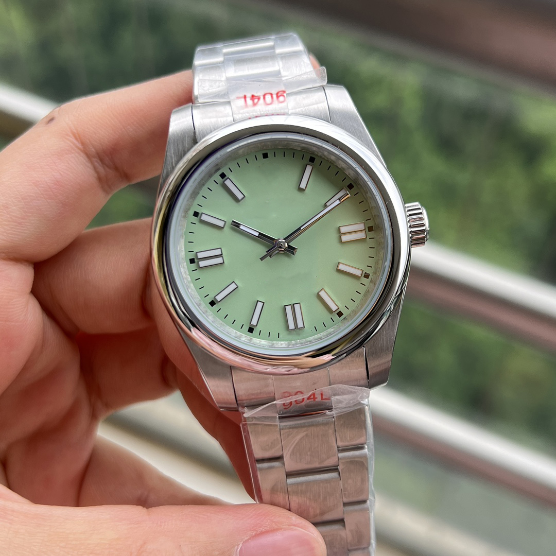 Oysters Designer Mens Mint Green Dial 41mm 36mm 31mm Watch 904L Stainless Steel Strap High Quality Waterproof Watches-image-1099838988