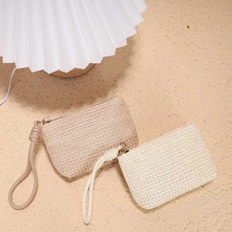 Femmes mini portefeuilles de paille monnorage porte-cartes Holder Money Sac Femmes Fils Fashion Fashion Pouch à lèvres Sac de maquillage W250620