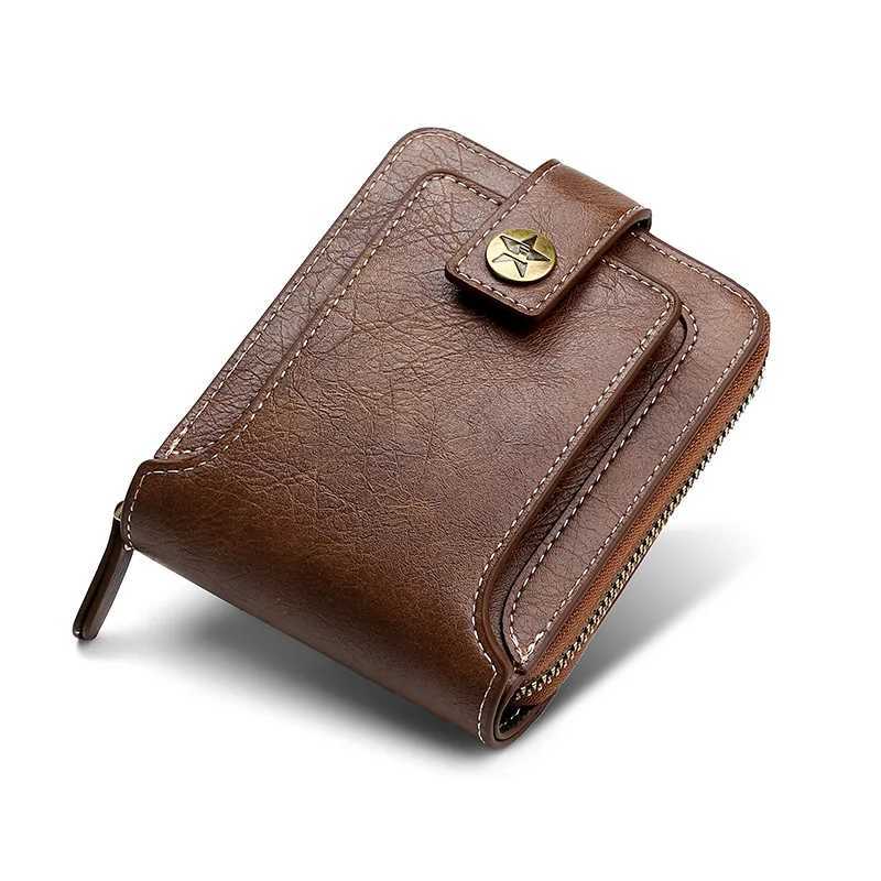 2024 Vintage Mens Wallet Pu Leather Short Purse Men Hasp Zipper Clutch Solid Mens Wallet Mens Money Purse W250620