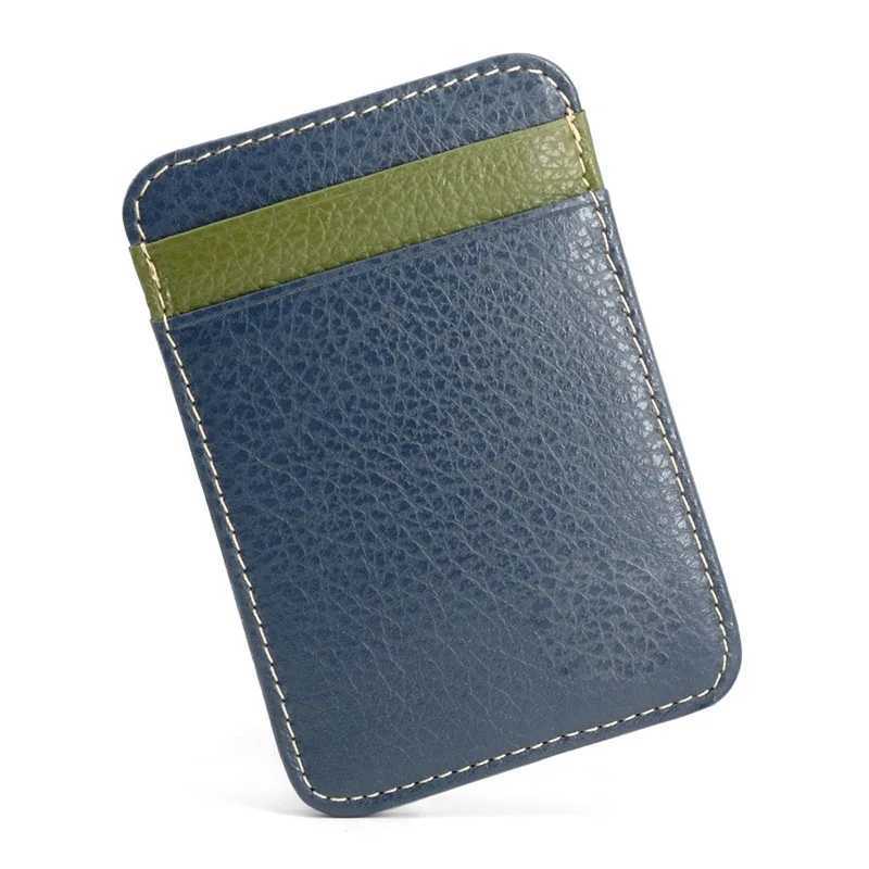 Mens 100% authentique portefeuille en cuir - Crédit mince / support de carte de bus avec caisse compacte de poche ID pour les affaires W250620