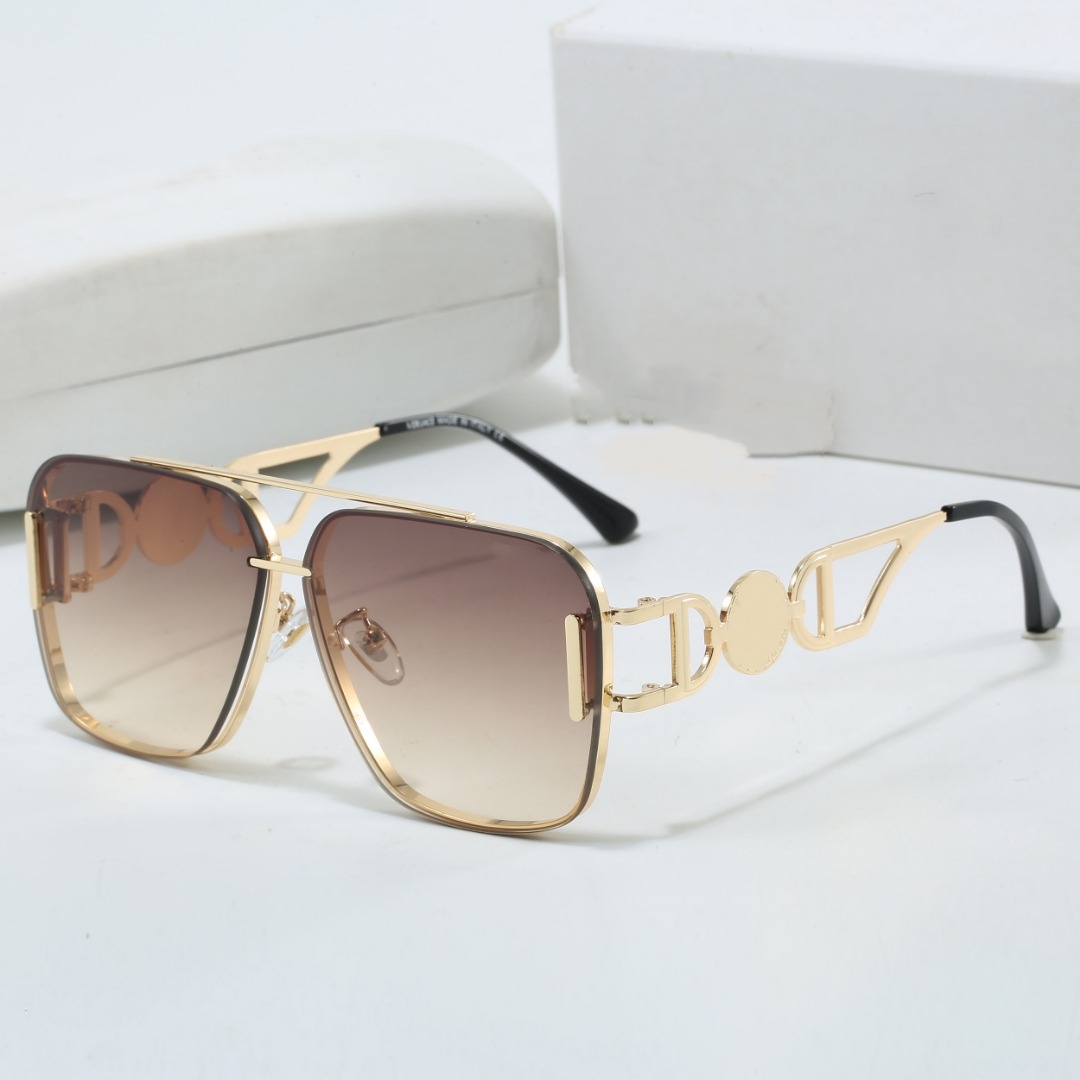 2025 Brand Design Lunettes de soleil Femmes Men de créateurs Lunettes de soleil de bonne qualité Métallles surdimensionnées Vintage Femelle mascu