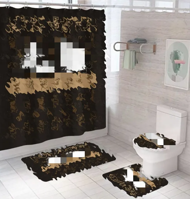 2026 Designer Waterproof And Mildew-Proof 3D Digital Printing Polyester H Shower Curtain Non-Slip Toilet H Three-Piece Set 5 Shipping 005 Free Shipp