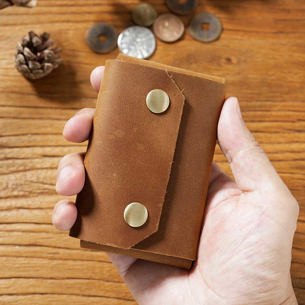 Artisan Vintage Mens Carte Portefeuille - Holder compact de la carte de visite compacte de Crazy Horse Horse Organisateur avec W250620 multifonct