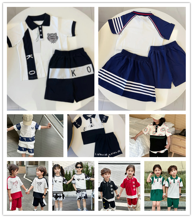 50 Styles High quality Luxury kids clothing set Summer Boys Girls Clothing Sets letterprinted short sleeve Cotton Tshirt twopiece designer childr-image-1096296621