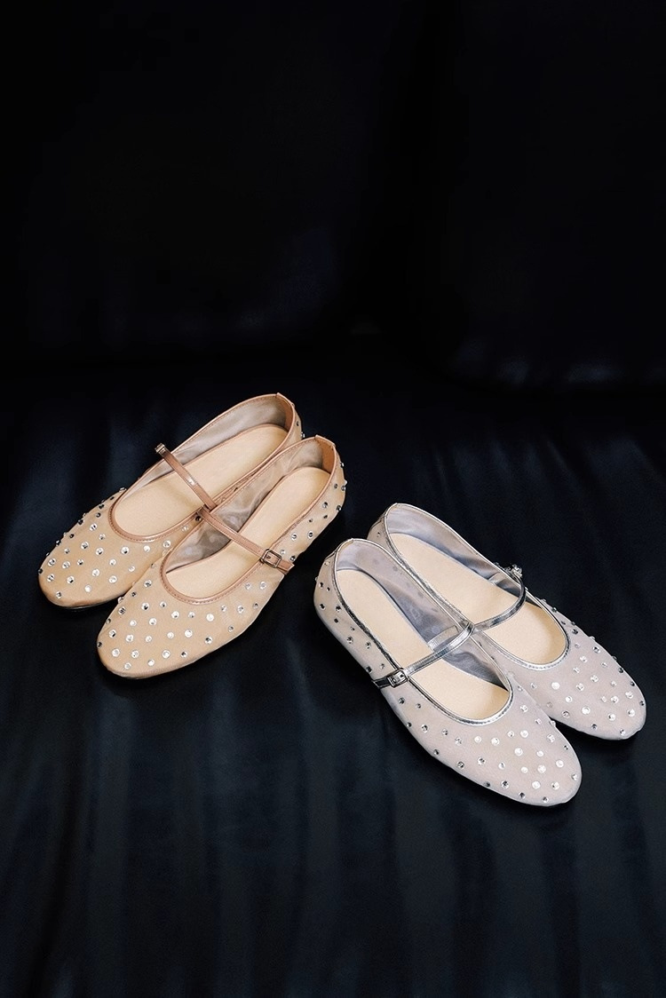 Designer Stylish Fashion Ballet Flat Shoes Woman Mesh Hollow Outs Mary Jane Shoes Lighweigh Beach Summer Walking Shoes Women Sandals Buckle Strap