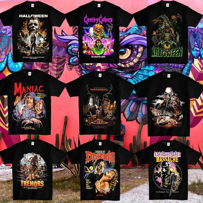 Men's Horror T-Shirt, Dark Demon Monster Tee - Cotton Sport-Style Shirt with Loose Fit, Short Sleeves, Round Neck, Pull-On Design for Casual Everyda