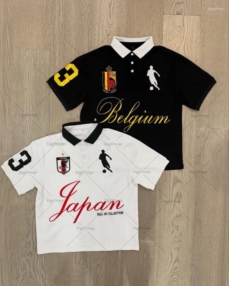 Mens T Shirts Hip-hop Trendy Streetwear Lapel Tops High Street Classic Retro Harajuku Men Polo Shirt Casual Short-sleeved Women