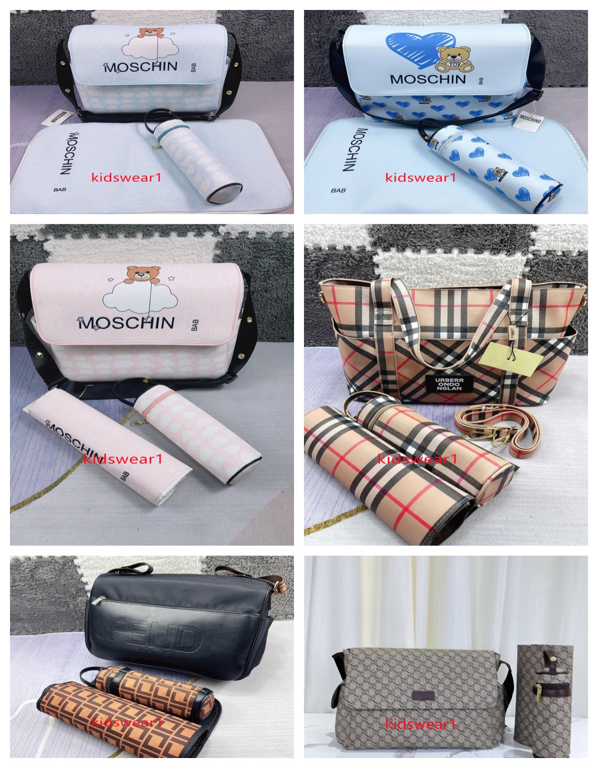 Sac à couches de haute qualité Sac mère bébé pliant 3 pièces sac à bandoulière polyvalent pour mère et fille cadeau créatif B0381