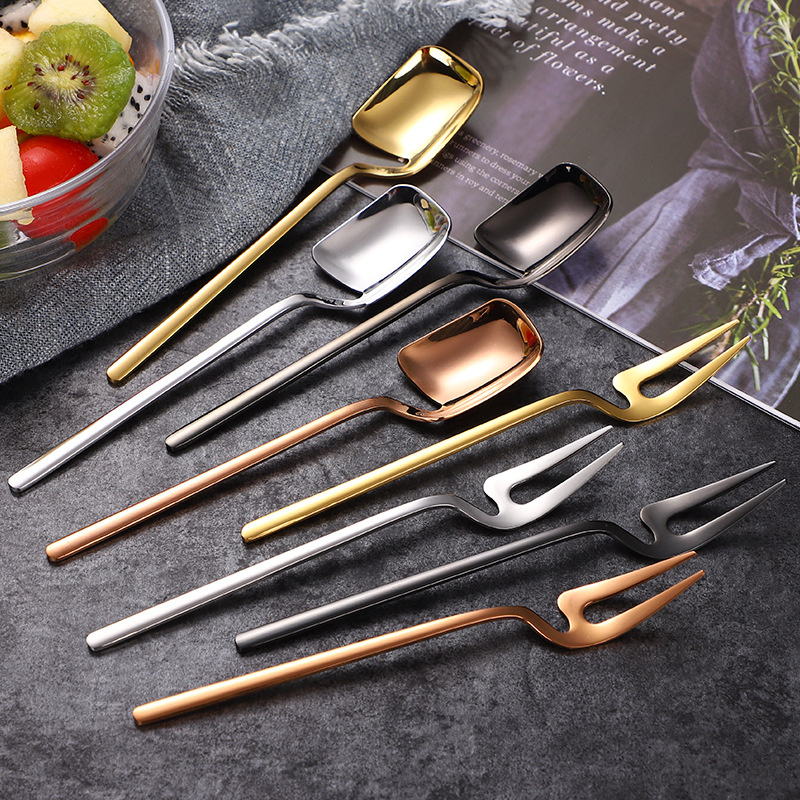Cup Hangable Dessert Spoon Fruit Fork Coffee Spoon Tea-image-520853149