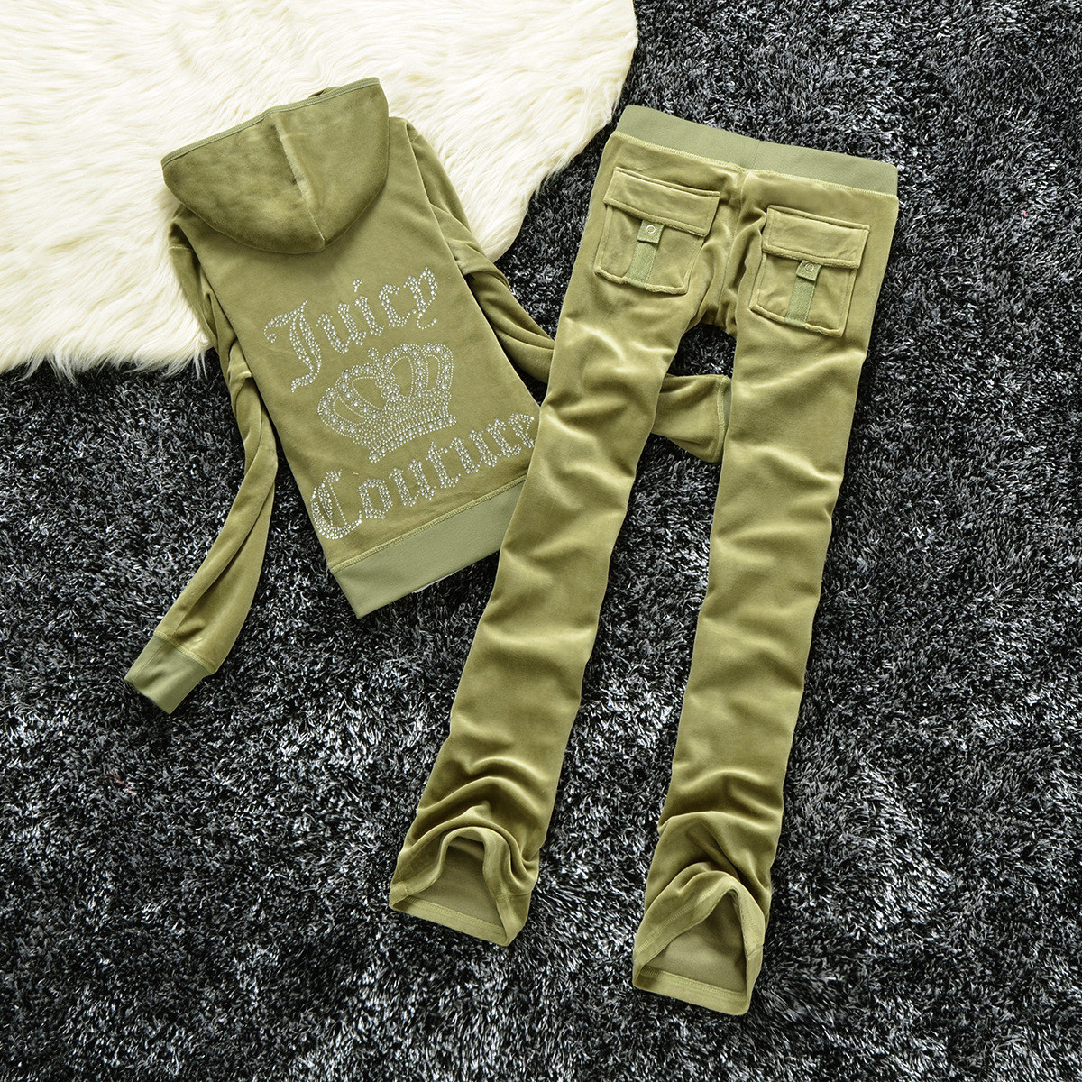 Juicys Coutures Tracksuit Luxury Slim Tracksuit Women's 2 Pieces Y2k Designer Long Sleeve Letter Sticker Diamond Fashion Brand Casual Slim Fit