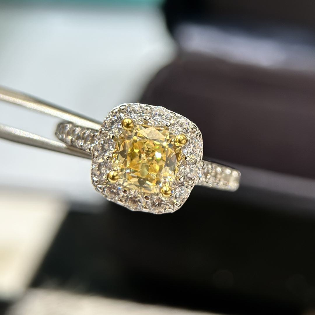 wedding Plain Band Ring ADITA Yellow Diamond Wedding Rings 925 Silver Never Fades Set Zircon Acan TOP Quality Custom Moissanite Gift For Girlfriend
