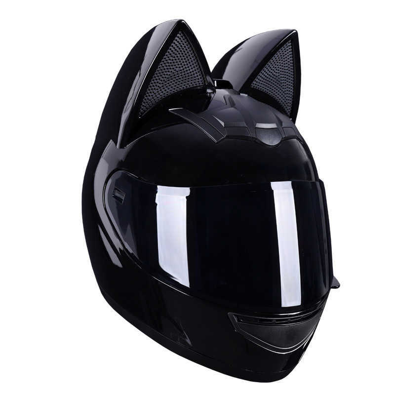 Cat-Ear Helmet Electric Motorcycle Helmet Full Face Helmet Summer Men's and Women's Racing Couple Motorcycle Safety Hat Cap S25624-image-1035119667