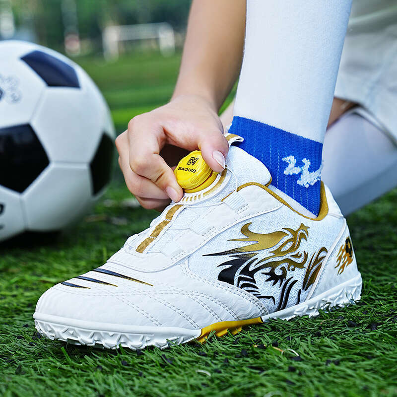 Chaussures de football pour enfants, avec boucle rotative, pour étudiants, garçons, crampons TF, gazon artificiel, chaussures d'entraînement anti