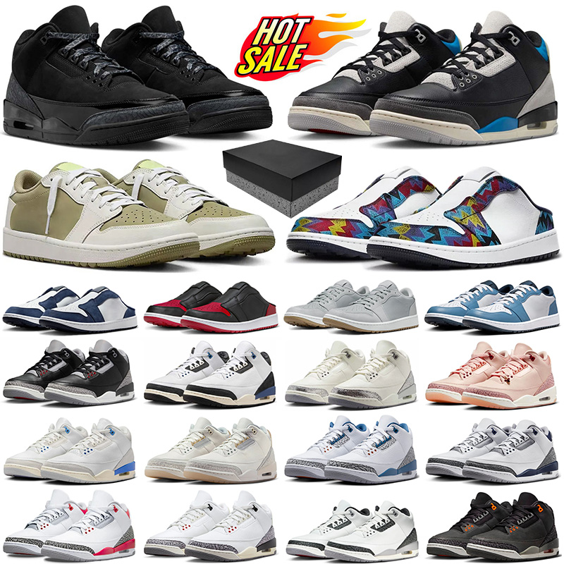 With Box designer basketball for men women 3s Seoul 2.0 Black Cat Cement Grey Sier 1s golf shoes mens trainers outdoor sports sneakers