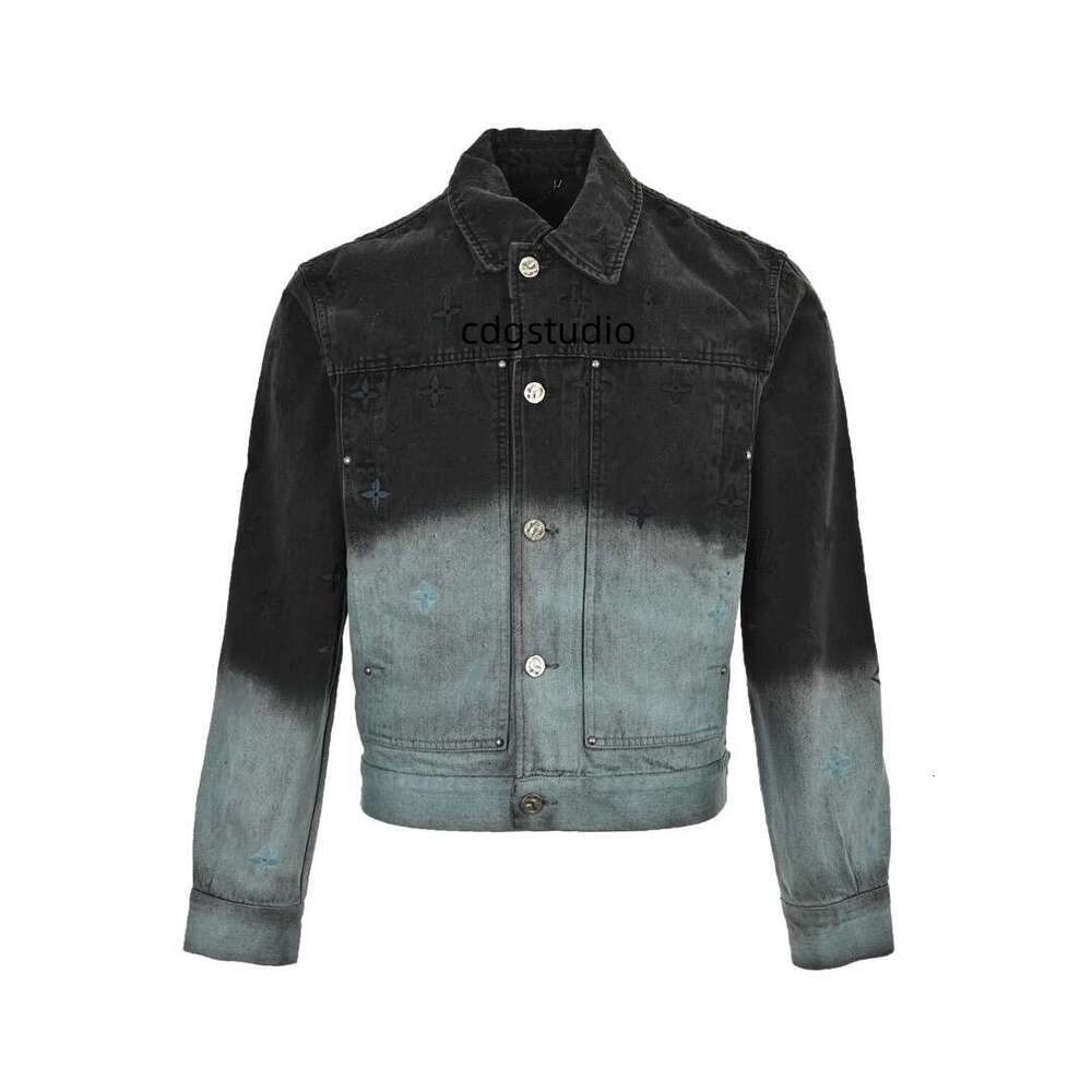 Designer men's long sleeved button with embroidered pattern autumn and winter clothing windbreaker brand printed denim jacket 6455