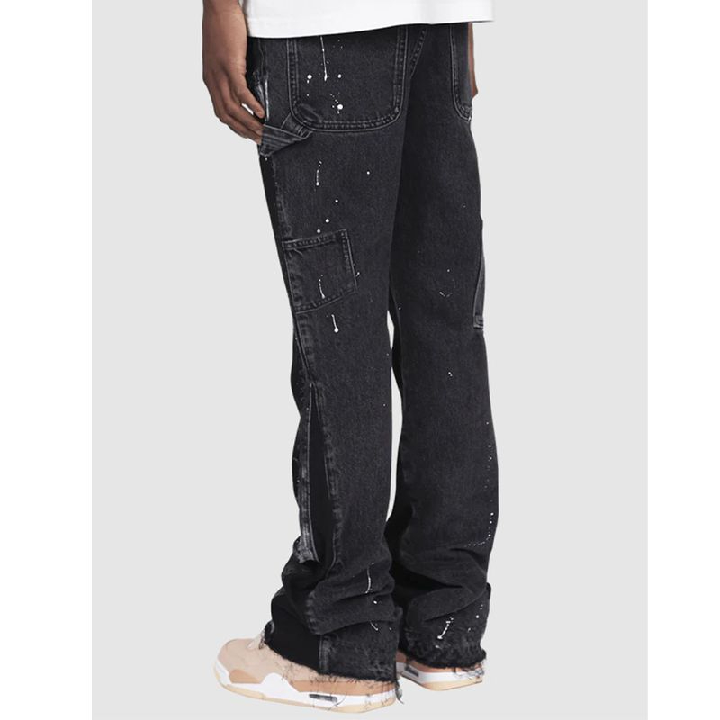 Designer Men's Jeans High Street Patchwork Paint Splatter Flared Stacked Distressed Streetwear S260826XY3X