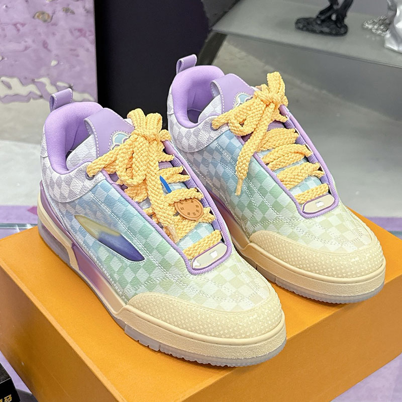 Retro style Men skateboarding shoes Designer Luxury basketball sports shoes 25SS street Mens shoes Womens face gradient Damier denim fabric print