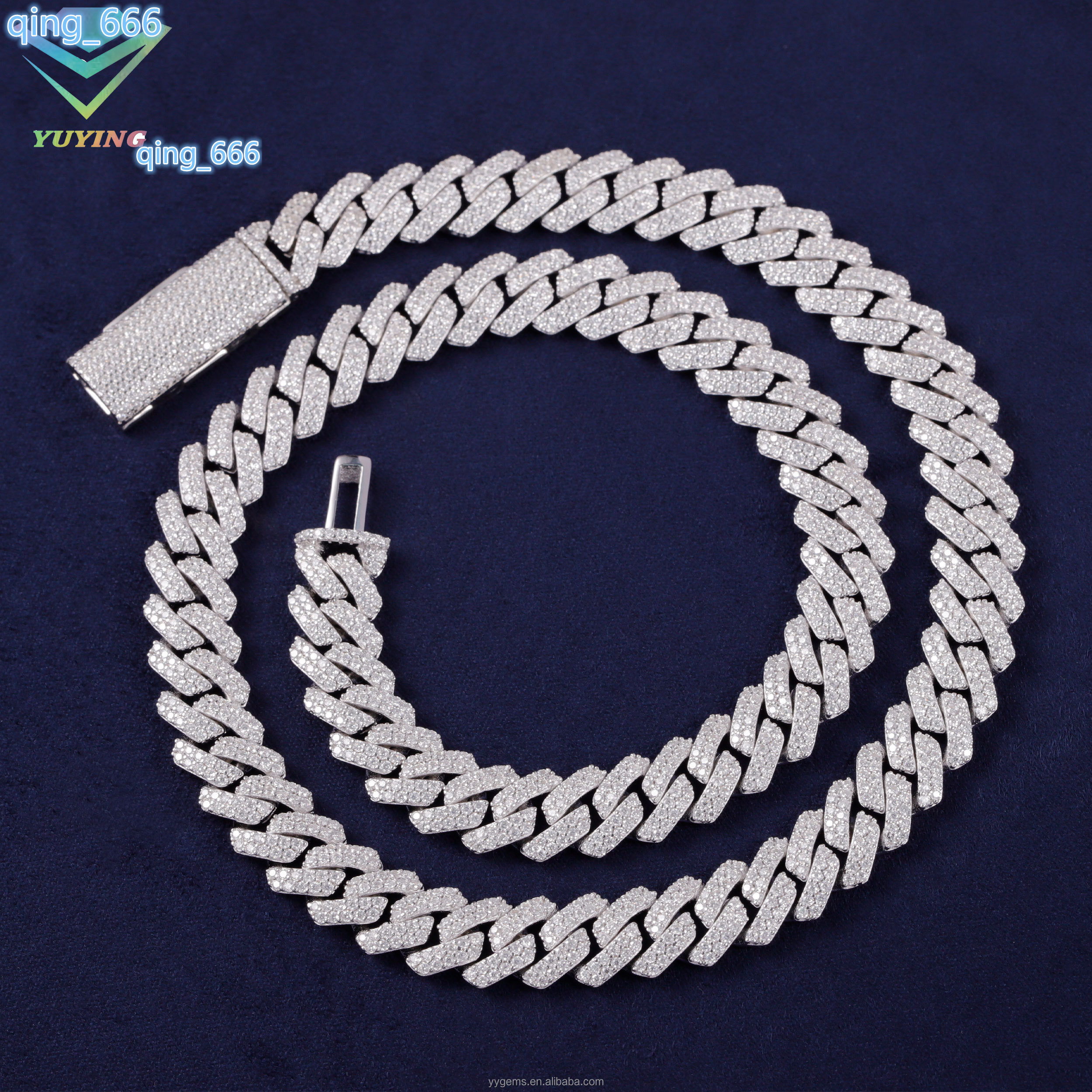 Yy RTS Hot-sale 10 mm Cuban Link Chian Vvs Moissanite Pass Diamond Tester 925 Sterling Silver Fine Jewelry Necklaces for Men