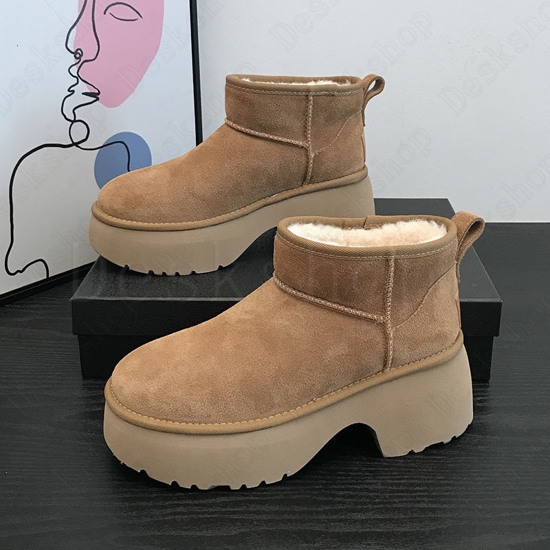 Ultra Mini Platform Boots W Classic Dipper Boots Designer Fur Slippers Mules Womens Platform Boot Slip-on Shoes Chestnut Sand Mustard Seed Winter Wa