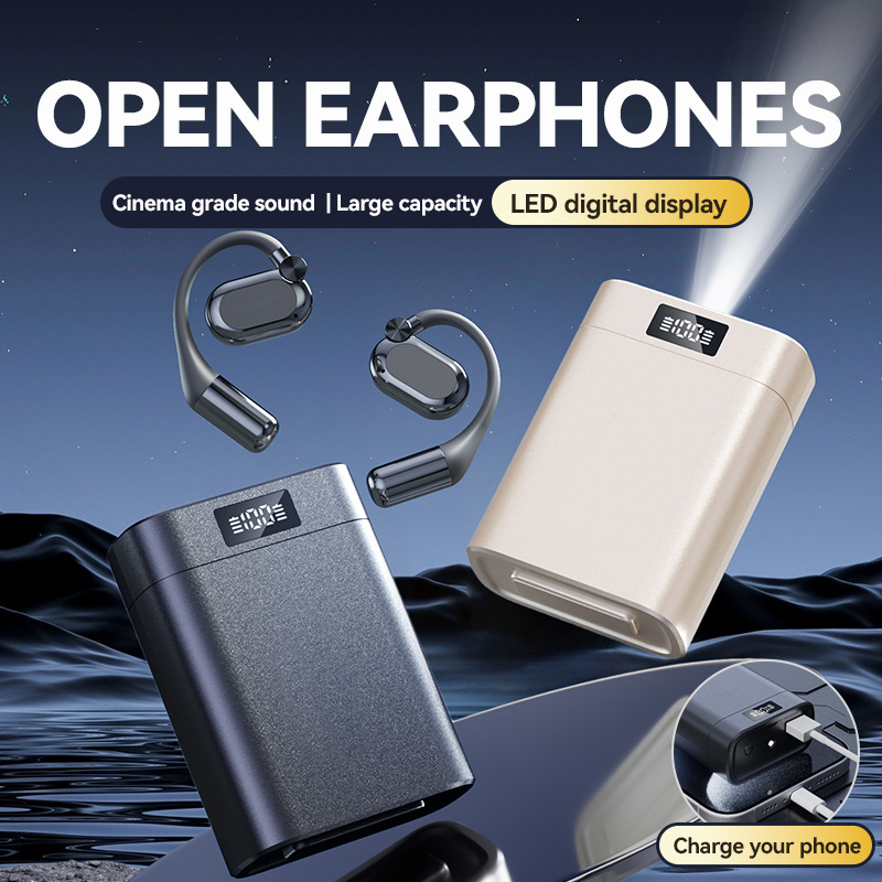 M116 Ear Hook Wireless Bluetooth Earbuds with Display & LED Light, Hi-Fi Stereo Sound, Large Battery, Long Battery Life, Secure Fit for Sports/Ru-image-1063860214