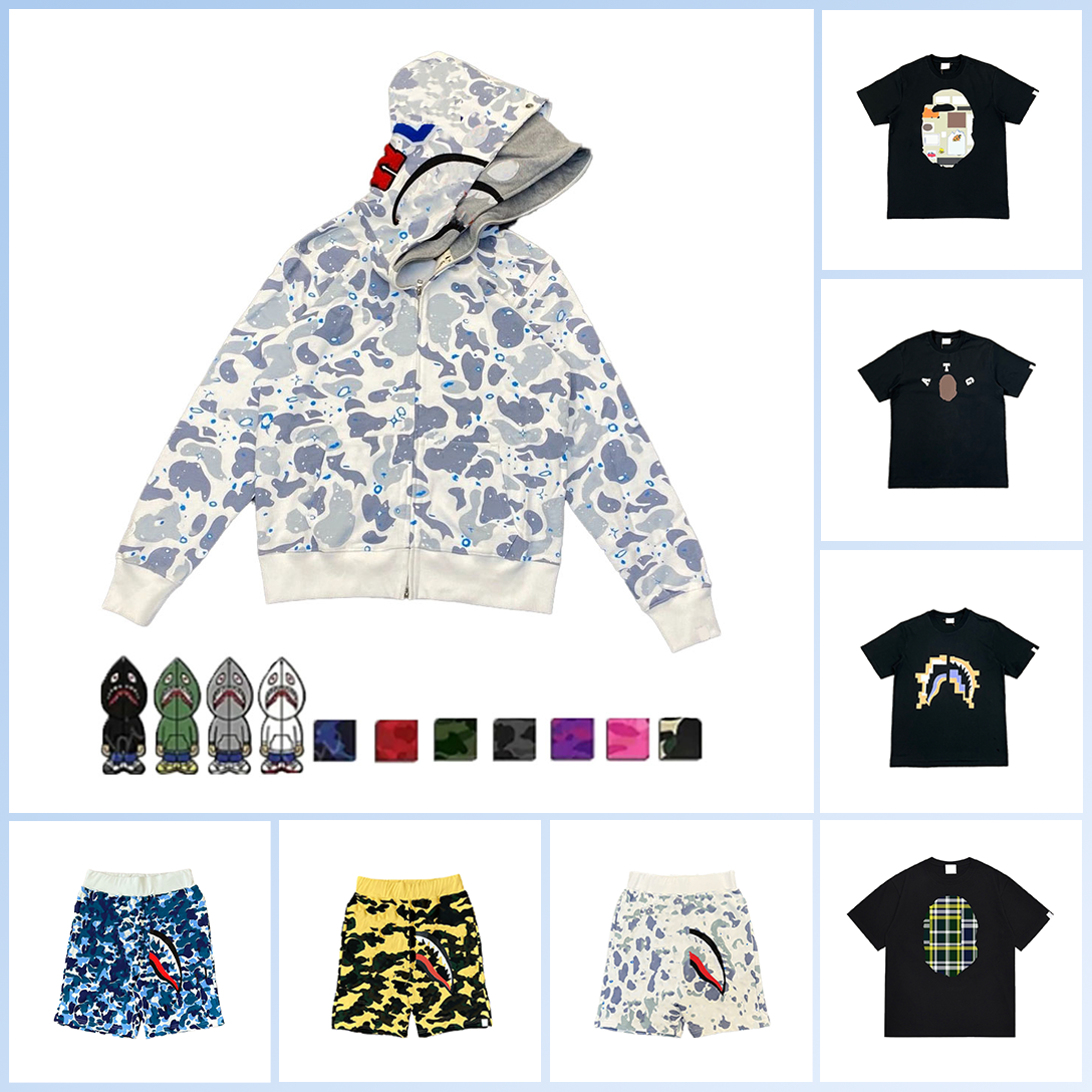 Designer Hoodie Mens Full Zip Up Shark Hoodies for Woman Camouflage Jacket Hoody Hooded Sweatshirt Man Womens Sweater Long Sleeve Tech Fleece Car
