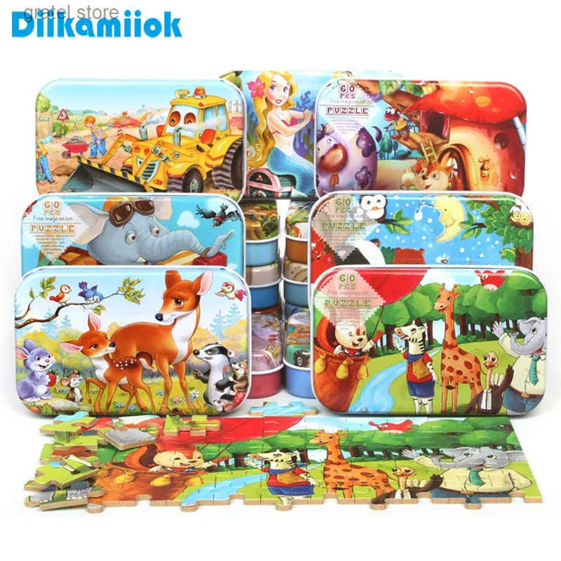 1pc 60piece Jigsaw Puzzle for Kids Educational Toys Children Cartoon Animal Puzzles Intellectual Development Montessori Games L250625-image-1063592276