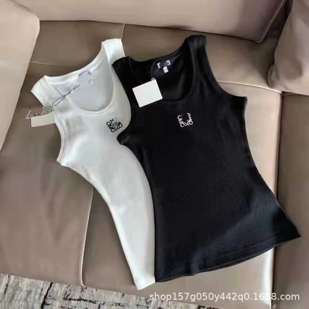 Summer Luo Family Embroidery Thread Sleeveless Inner Tank Top Elastic Slimming Versatile Straps L250625
