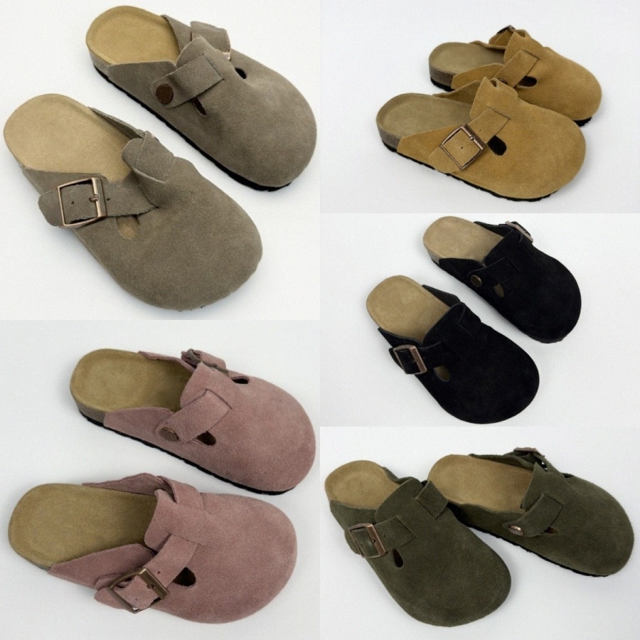 Enfants pantoufles garçons filles designer sandales pour tout-bassins enfants en cuir jeune en plein air extérieur sandale de liège noir rose gri