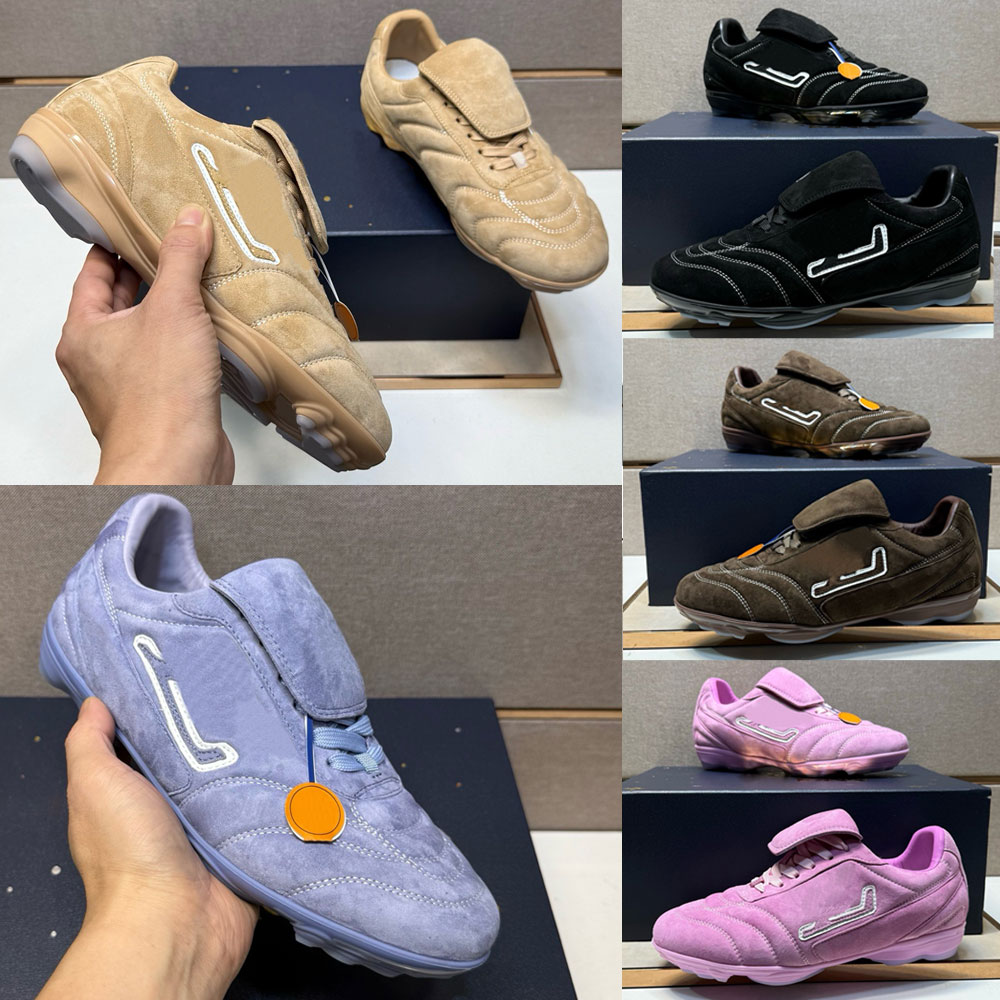 Footprint Soccer sneaker 1AHTXU designer mens sneakers Brown Suede Calf Leather Womens Sneaker Signature details Removable tongue first soccer in