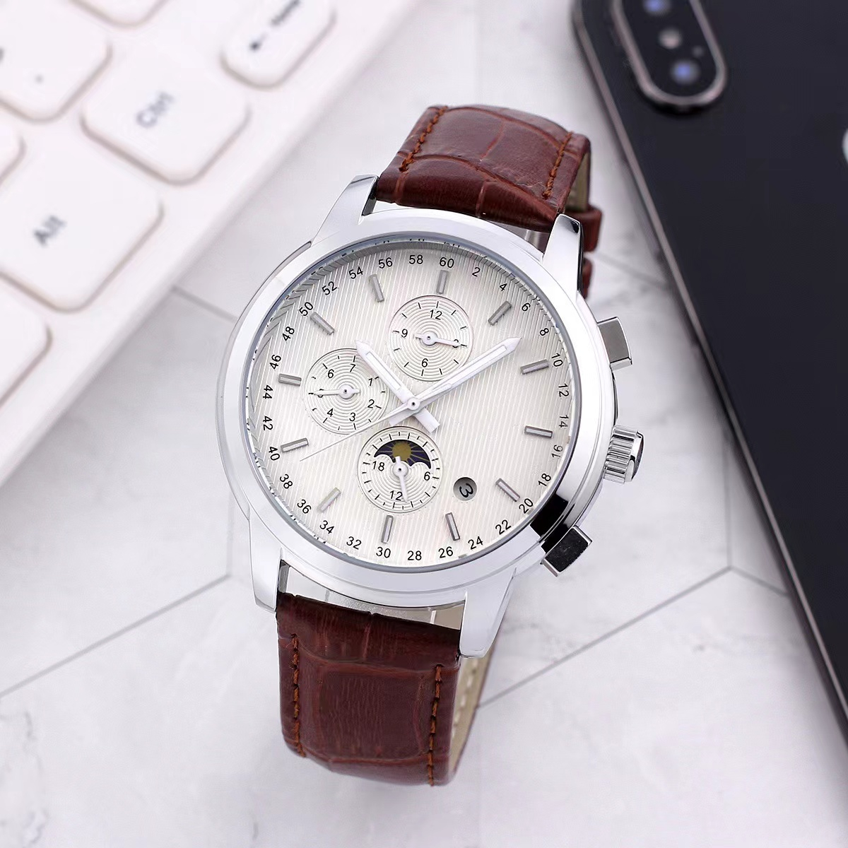 Brand New Men MASTER Series wristwatches Men's Automatic Mechanical watches women Luxury Watch Brown Dial Rose Gold Stainless Strap #222