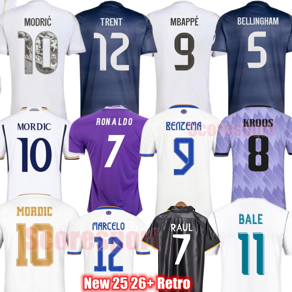 Modric Soccer Jerseys TRENT Madrid 25 26 KROOS BALE BENZEMA MARCELO Retro Football shirts 13 14 15 16 17 18 19 20 21 22 23 24 Retrio Sergio Ramos-image-937624030