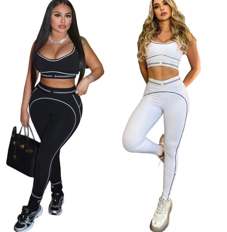 Sesuits de yoga d'été Sports Casual Two-Piece Costume 2025 dames Nouvelles mode I Tableau serré en forme I Suite