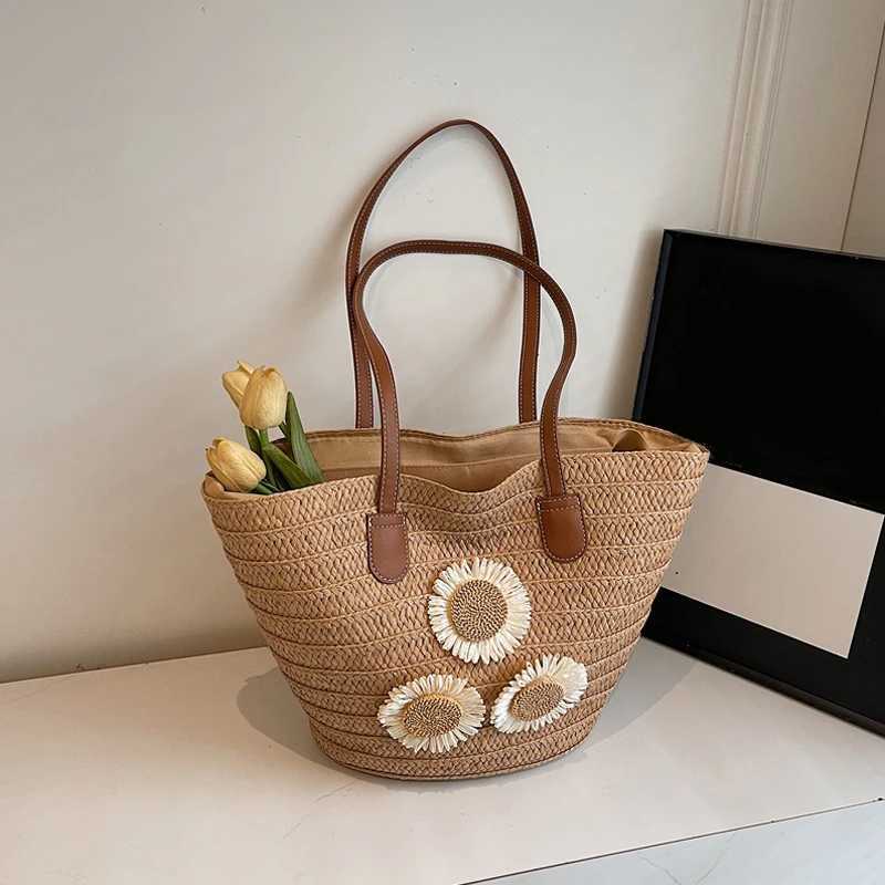 Woven Women Handbag Large Capacity Basket Summer Beach Bag Shopper Tote Ladies Travel Shoulder Underarm Bags W250626