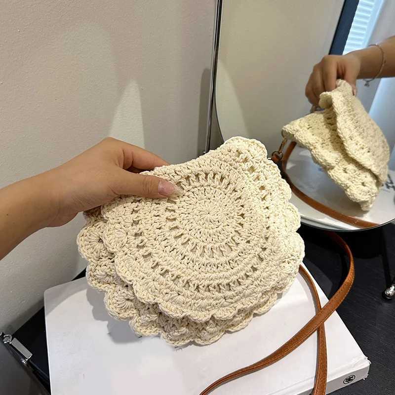 Sacs à bandoulins tissés à la mode Femmes d'été Filet de coton tissage crossbody plage de voyage sac à main