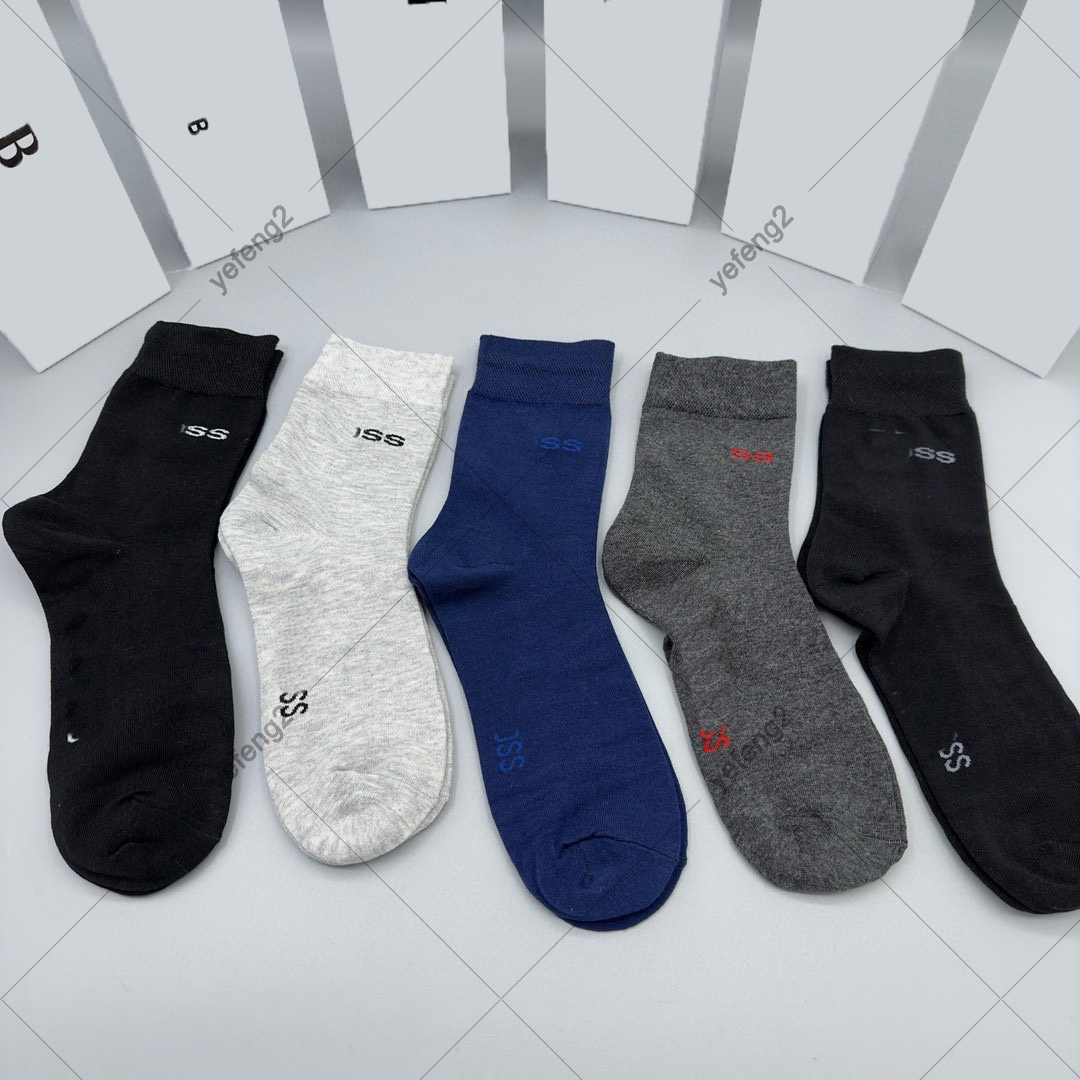 mens socks designer socks cotton Fashion embroidery casual socks random 5 color with box-image-1064064701