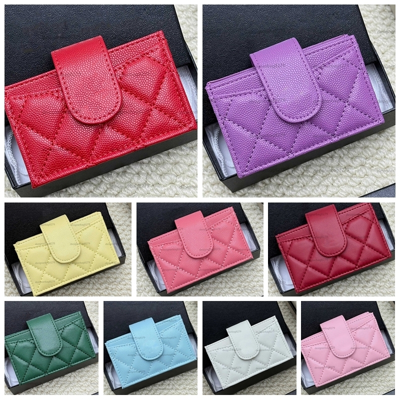 Designer Women Classic Card Wallet Top Quality Purses Business Credit Card Case Holder Genuine Grid Leather Fashion Designer Simple Card Wallet