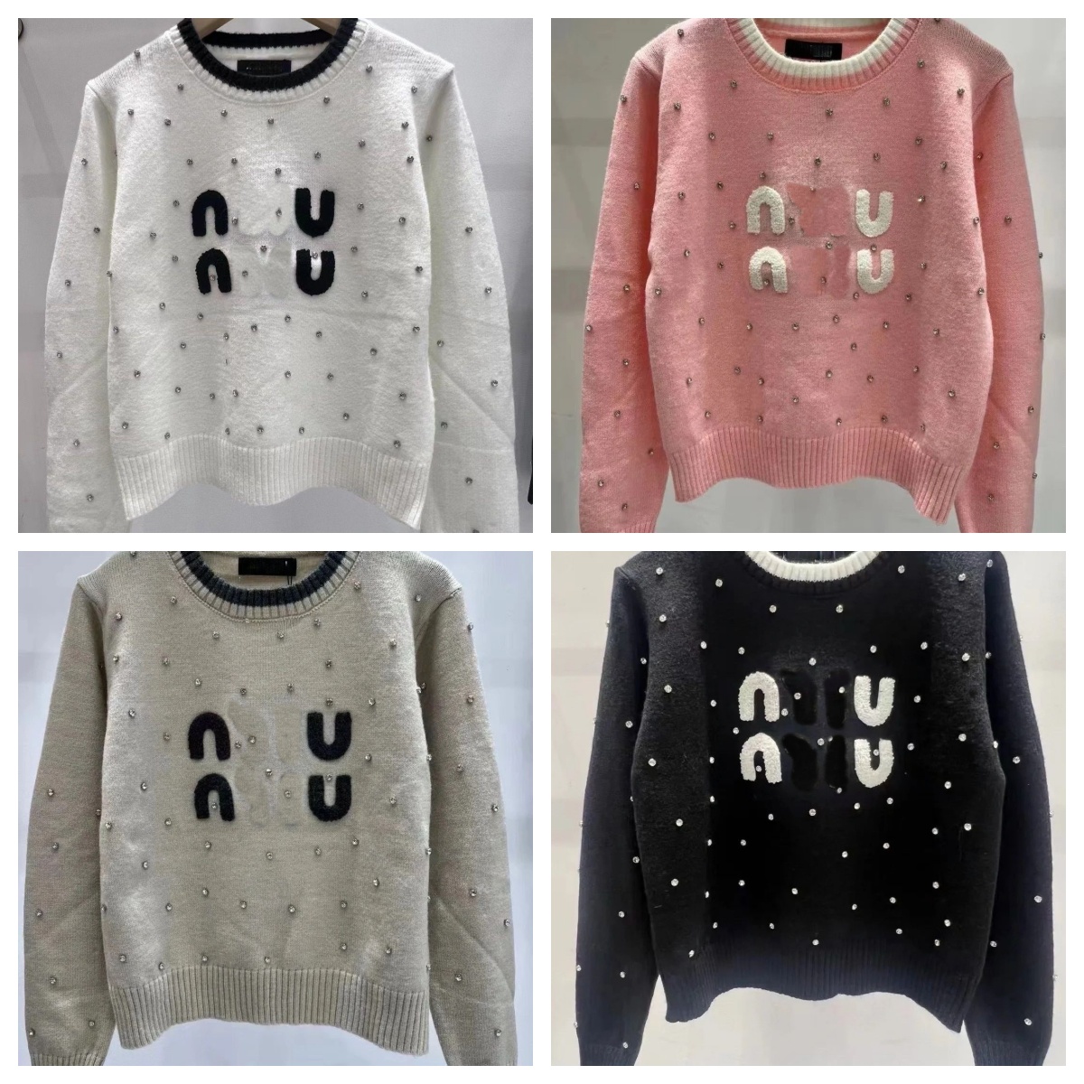 New Knitwear Set with diamonds Designer T Shirt Clothes Womens Clothing Pure Cotton Round Neck Short Sleeve Sign Letter Print